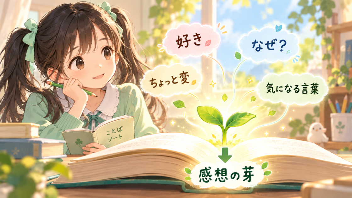 気になった言葉や疑問から感想の芽が育つ様子を見るもこコトネ