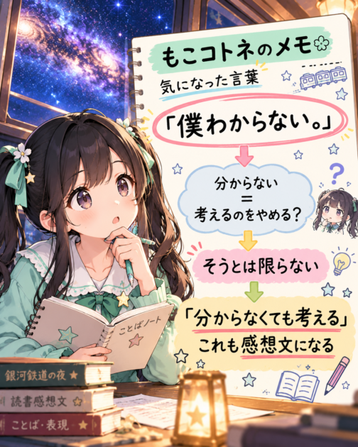 「僕わからない。」から感想文へ考えを広げるもこコトネのメモ