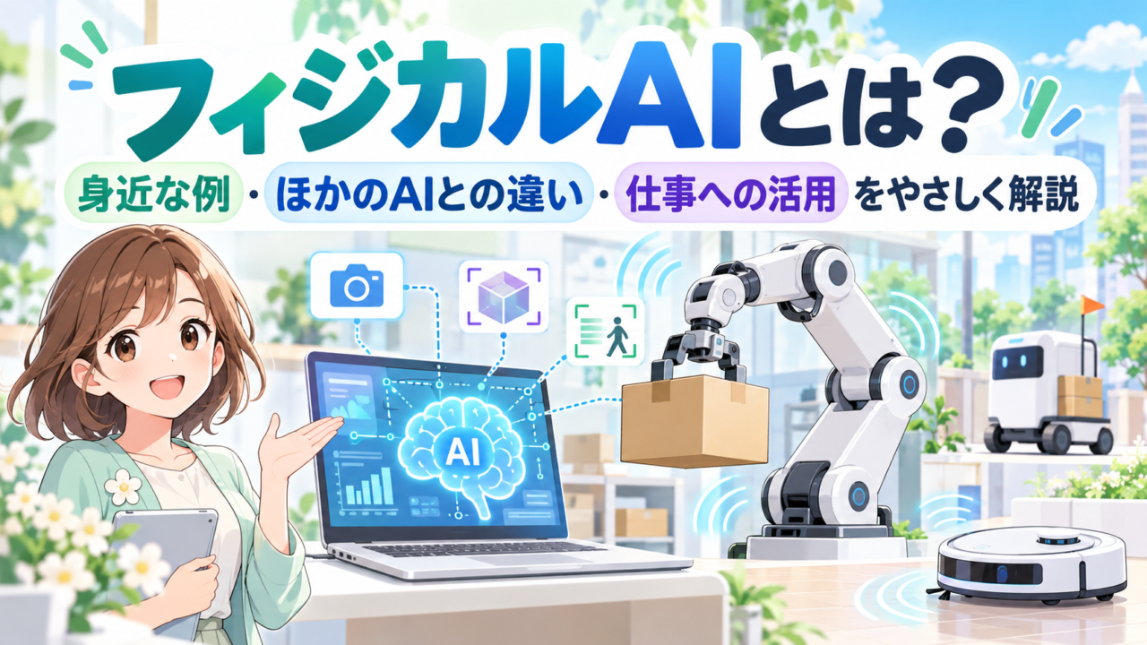 フィジカルAIとは？身近なロボット掃除機や物流ロボット、AIとの違いを紹介する記事のアイキャッチ