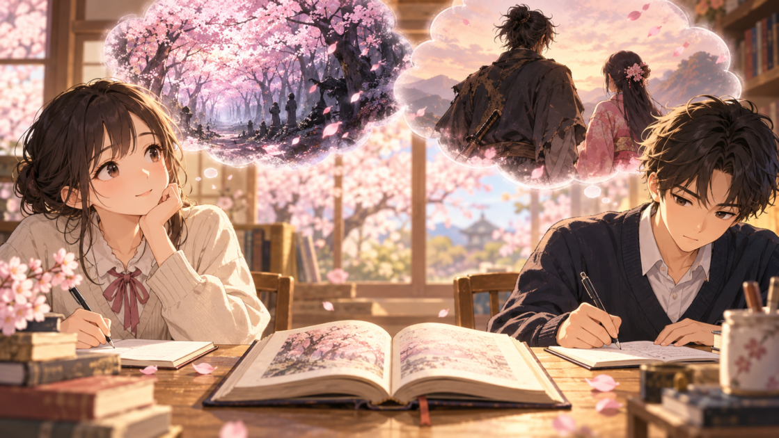 同じ『桜の森の満開の下』を読んだ二人が、桜の怖さと男女の関係という違うテーマで感想文を書く様子